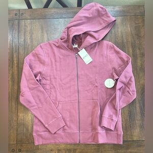 NWT Pact Unisex One For All Size Large Mauve Zip Up Hoodie Organic Cotton